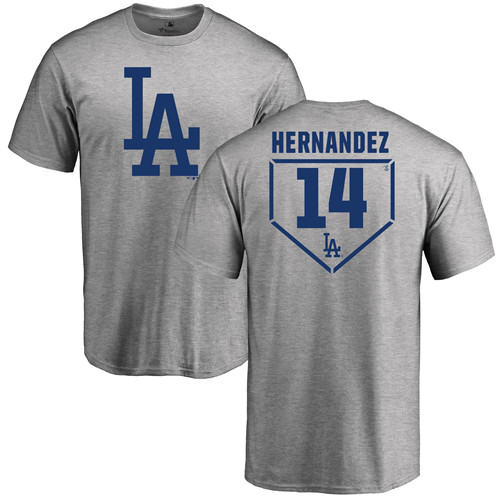 MLB Nike Los Angeles Dodgers #14 Enrique Hernandez Gray RBI T-Shirt