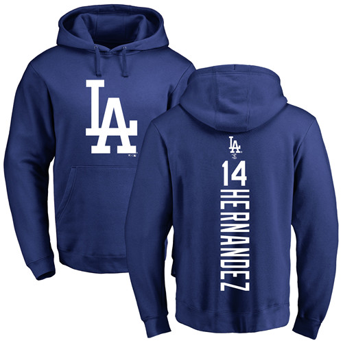 MLB Nike Los Angeles Dodgers #14 Enrique Hernandez Royal Blue Backer Pullover Hoodie