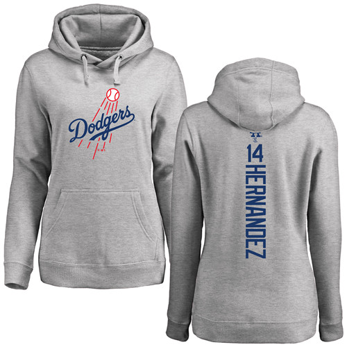 MLB Women's Nike Los Angeles Dodgers #14 Enrique Hernandez Ash Backer Pullover Hoodie