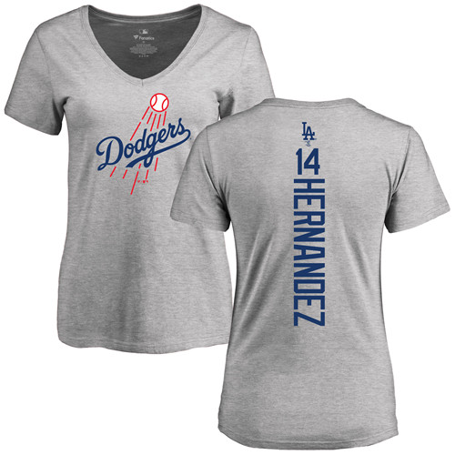 MLB Women's Nike Los Angeles Dodgers #14 Enrique Hernandez Ash Backer T-Shirt
