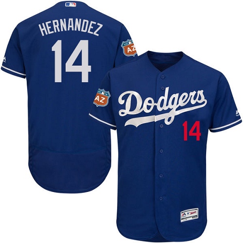Men's Majestic Los Angeles Dodgers #14 Enrique Hernandez Authentic Royal Blue Alternate Cool Base MLB Jersey