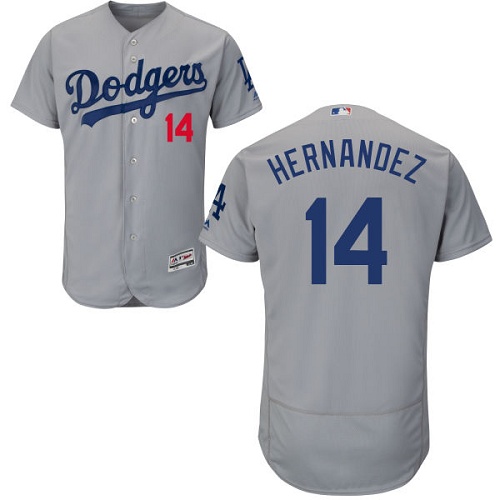 Men's Majestic Los Angeles Dodgers #14 Enrique Hernandez Gray Alternate Road Flexbase Authentic Collection MLB Jersey