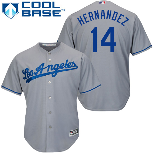 Men's Majestic Los Angeles Dodgers #14 Enrique Hernandez Replica Grey Road Cool Base MLB Jersey