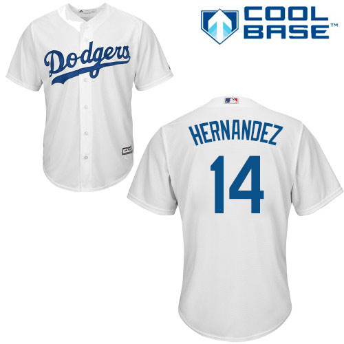 Men's Majestic Los Angeles Dodgers #14 Enrique Hernandez Replica White Home Cool Base MLB Jersey
