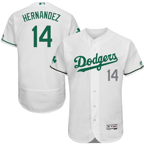Men's Majestic Los Angeles Dodgers #14 Enrique Hernandez White Celtic Flexbase Authentic Collection MLB Jersey