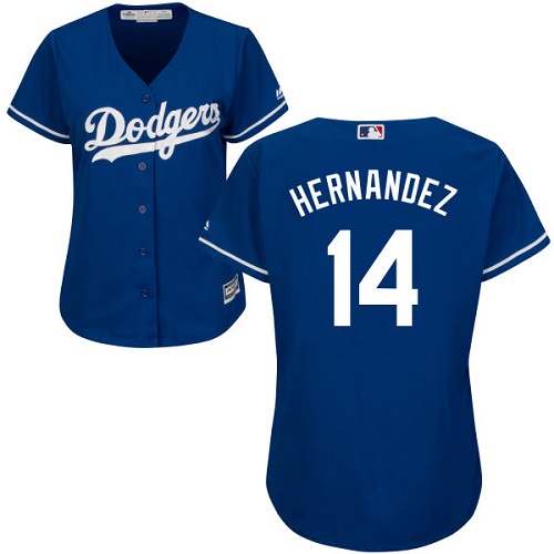 Women's Majestic Los Angeles Dodgers #14 Enrique Hernandez Authentic Royal Blue Alternate Cool Base MLB Jersey