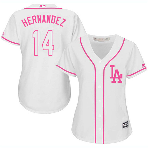 Women's Majestic Los Angeles Dodgers #14 Enrique Hernandez Authentic White Fashion Cool Base MLB Jersey
