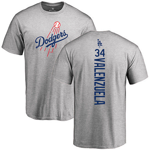 MLB Nike Los Angeles Dodgers #34 Fernando Valenzuela Ash Backer T-Shirt
