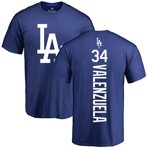 MLB Nike Los Angeles Dodgers #34 Fernando Valenzuela Royal Blue Backer T-Shirt