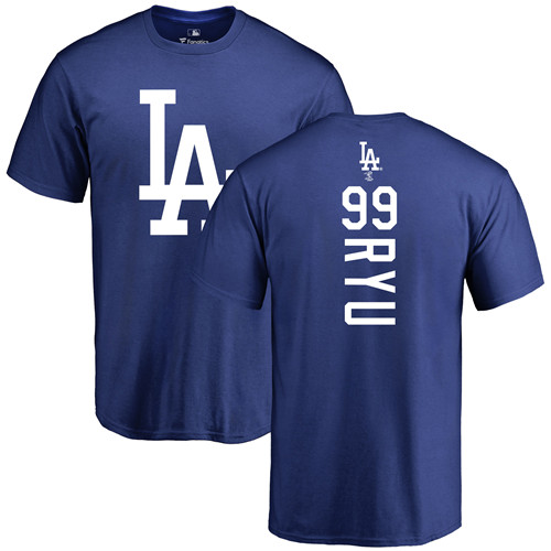 MLB Nike Los Angeles Dodgers #99 Hyun-Jin Ryu Royal Blue Backer T-Shirt