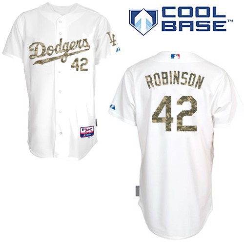 Men's Majestic Los Angeles Dodgers #42 Jackie Robinson Replica White USMC Cool Base MLB Jersey