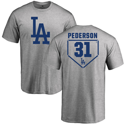 MLB Nike Los Angeles Dodgers #31 Joc Pederson Gray RBI T-Shirt