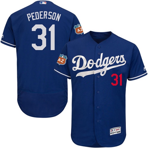 Men's Majestic Los Angeles Dodgers #31 Joc Pederson Authentic Royal Blue Alternate Cool Base MLB Jersey