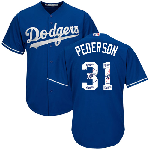 Men's Majestic Los Angeles Dodgers #31 Joc Pederson Authentic Royal Blue Team Logo Fashion Cool Base MLB Jersey