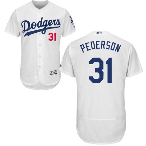 Men's Majestic Los Angeles Dodgers #31 Joc Pederson White Home Flex Base Authentic Collection MLB Jersey