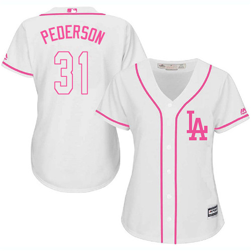 Women's Majestic Los Angeles Dodgers #31 Joc Pederson Authentic White Fashion Cool Base MLB Jersey