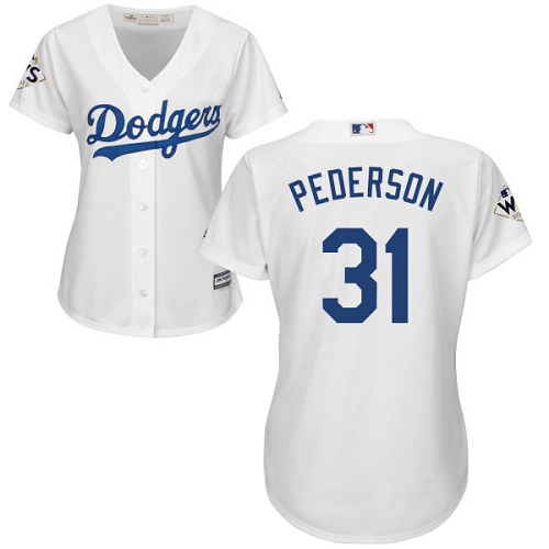 Women's Majestic Los Angeles Dodgers #31 Joc Pederson Authentic White Home 2017 World Series Bound Cool Base MLB Jersey