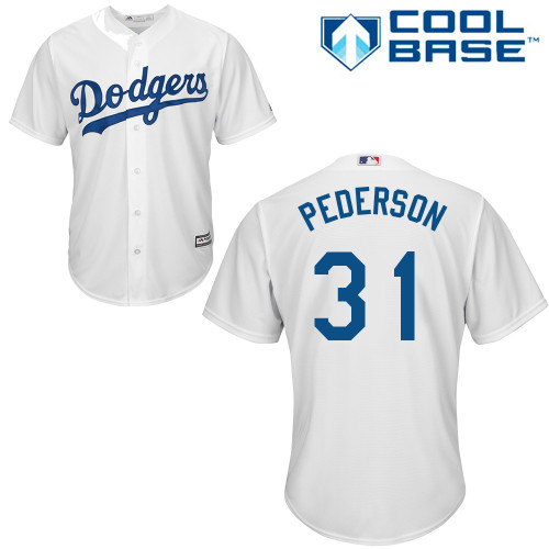 Youth Majestic Los Angeles Dodgers #31 Joc Pederson Authentic White Home Cool Base MLB Jersey