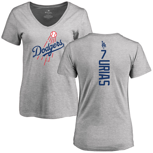 MLB Women's Nike Los Angeles Dodgers #7 Julio Urias Ash Backer T-Shirt