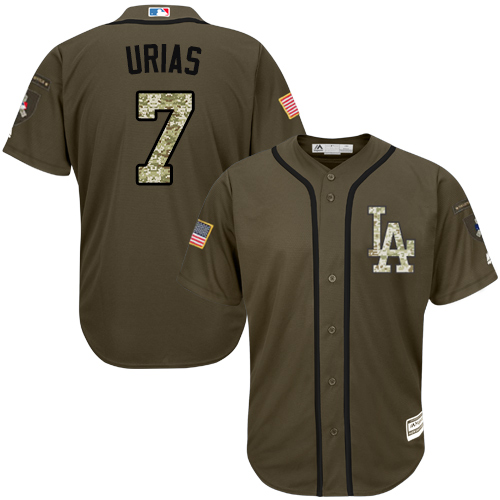 Men's Majestic Los Angeles Dodgers #7 Julio Urias Authentic Green Salute to Service MLB Jersey