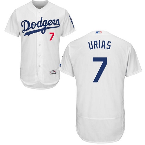 Men's Majestic Los Angeles Dodgers #7 Julio Urias White Flexbase Authentic Collection MLB Jersey