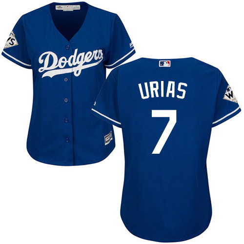 Women's Majestic Los Angeles Dodgers #7 Julio Urias Authentic Royal Blue Alternate 2017 World Series Bound Cool Base MLB Jersey