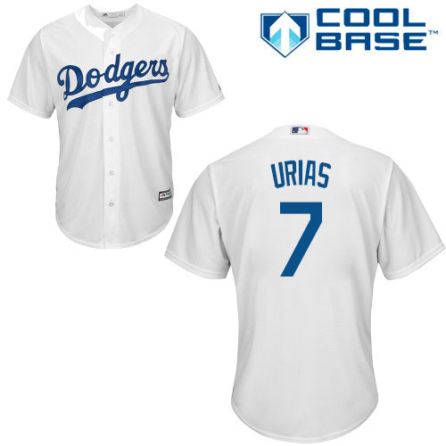 Youth Majestic Los Angeles Dodgers #7 Julio Urias Authentic White Home Cool Base MLB Jersey