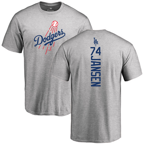 MLB Nike Los Angeles Dodgers #74 Kenley Jansen Ash Backer T-Shirt