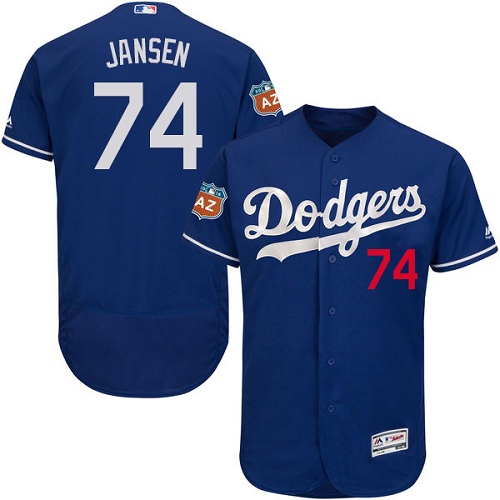 Men's Majestic Los Angeles Dodgers #74 Kenley Jansen Authentic Royal Blue Alternate Cool Base MLB Jersey