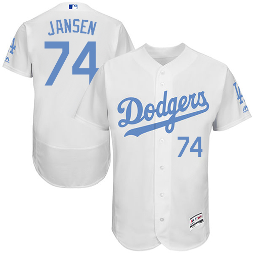 Men's Majestic Los Angeles Dodgers #74 Kenley Jansen Authentic White 2016 Father's Day Fashion Flex Base MLB Jersey