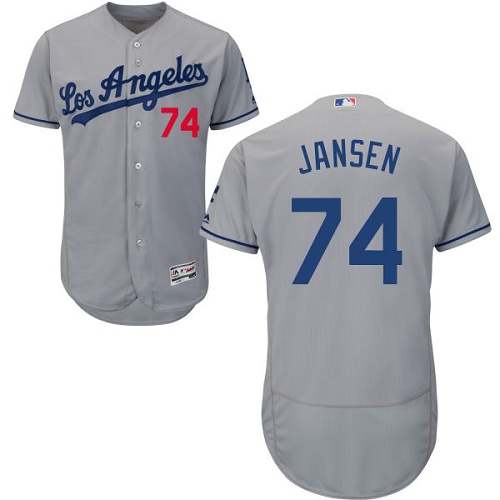 Men's Majestic Los Angeles Dodgers #74 Kenley Jansen Grey Flexbase Authentic Collection MLB Jersey