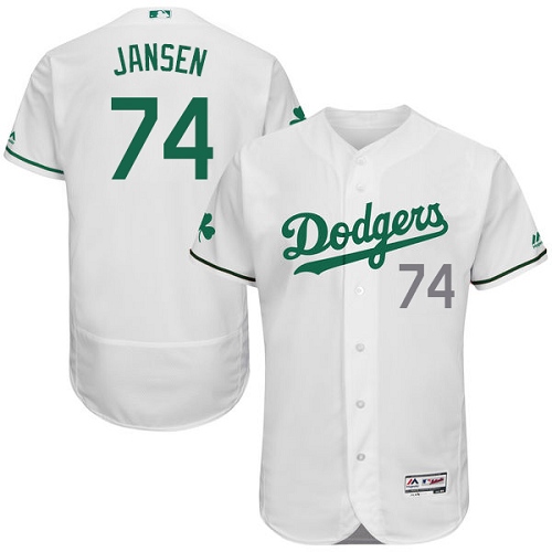 Men's Majestic Los Angeles Dodgers #74 Kenley Jansen White Celtic Flexbase Authentic Collection MLB Jersey
