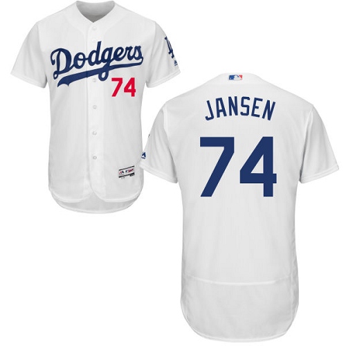 Men's Majestic Los Angeles Dodgers #74 Kenley Jansen White Home Flex Base Authentic Collection MLB Jersey