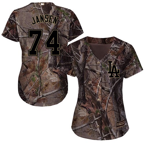 Women's Majestic Los Angeles Dodgers #74 Kenley Jansen Authentic Camo Realtree Collection Flex Base MLB Jersey
