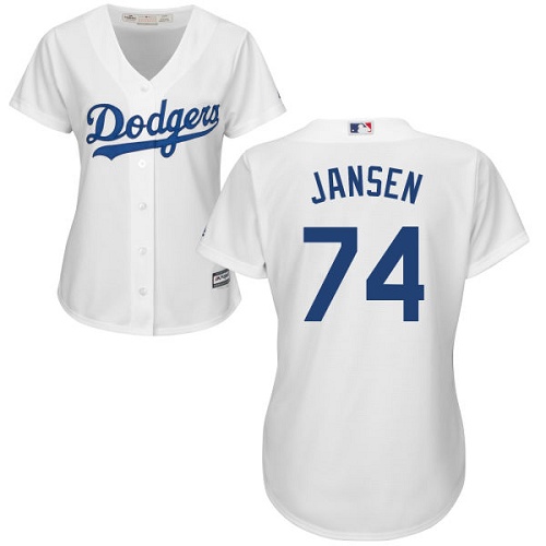 Women's Majestic Los Angeles Dodgers #74 Kenley Jansen Authentic White Home Cool Base MLB Jersey