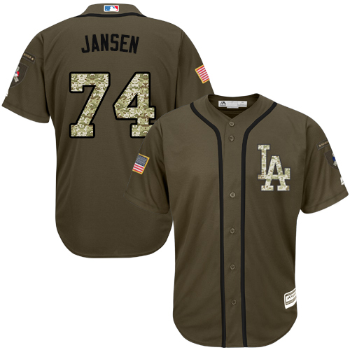 Youth Majestic Los Angeles Dodgers #74 Kenley Jansen Authentic Green Salute to Service MLB Jersey