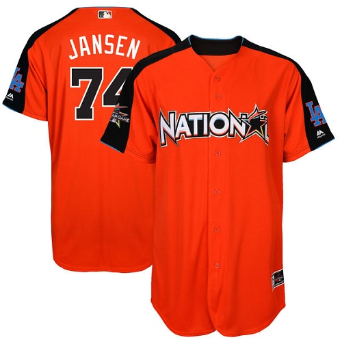 Youth Majestic Los Angeles Dodgers #74 Kenley Jansen Authentic Orange National League 2017 MLB All-Star MLB Jersey