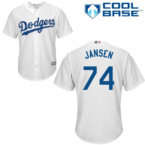 Youth Majestic Los Angeles Dodgers #74 Kenley Jansen Authentic White Home Cool Base MLB Jersey