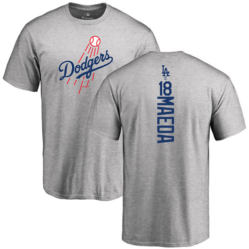MLB Nike Los Angeles Dodgers #18 Kenta Maeda Ash Backer T-Shirt