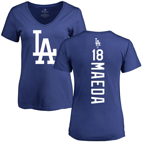 MLB Women's Nike Los Angeles Dodgers #18 Kenta Maeda Royal Blue Backer T-Shirt
