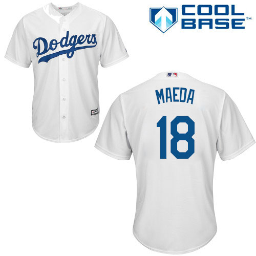 Youth Majestic Los Angeles Dodgers #18 Kenta Maeda Authentic White Home Cool Base MLB Jersey