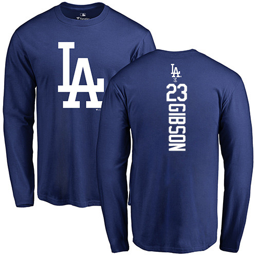 MLB Nike Los Angeles Dodgers #23 Kirk Gibson Royal Blue Backer Long Sleeve T-Shirt