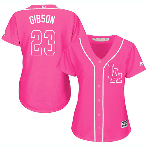 Women's Majestic Los Angeles Dodgers #23 Kirk Gibson Authentic Pink Fashion Cool Base MLB Jersey