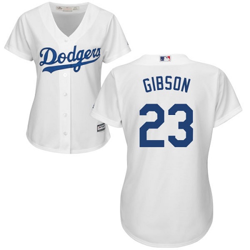 Women's Majestic Los Angeles Dodgers #23 Kirk Gibson Authentic White Home Cool Base MLB Jersey