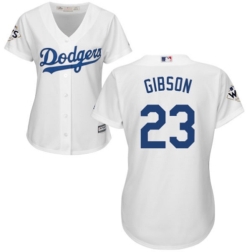 Women's Majestic Los Angeles Dodgers #23 Kirk Gibson Replica White Home 2017 World Series Bound Cool Base MLB Jersey