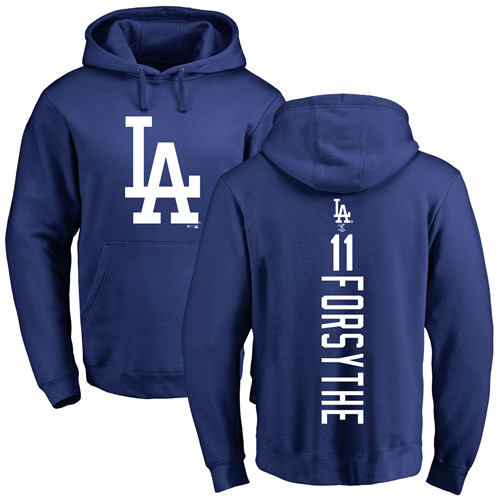 MLB Nike Los Angeles Dodgers #11 Logan Forsythe Royal Blue Backer Pullover Hoodie