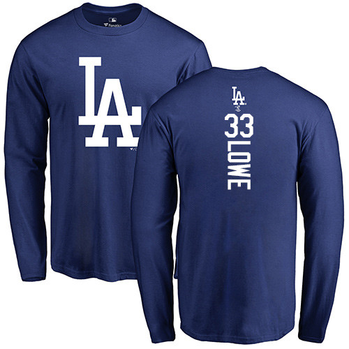 MLB Nike Los Angeles Dodgers #33 Mark Lowe Royal Blue Backer Long Sleeve T-Shirt
