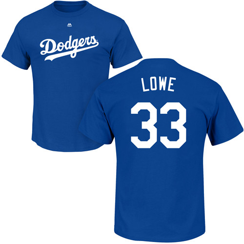 MLB Nike Los Angeles Dodgers #33 Mark Lowe Royal Blue Name & Number T-Shirt