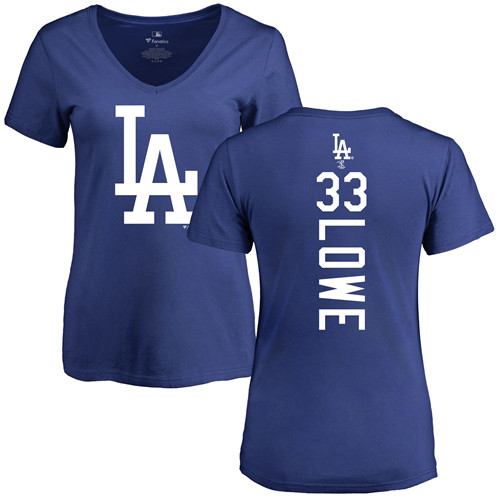 MLB Women's Nike Los Angeles Dodgers #33 Mark Lowe Royal Blue Backer T-Shirt