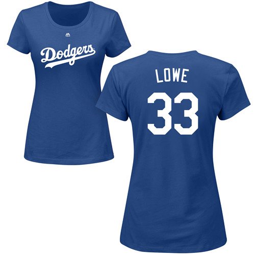 MLB Women's Nike Los Angeles Dodgers #33 Mark Lowe Royal Blue Name & Number T-Shirt
